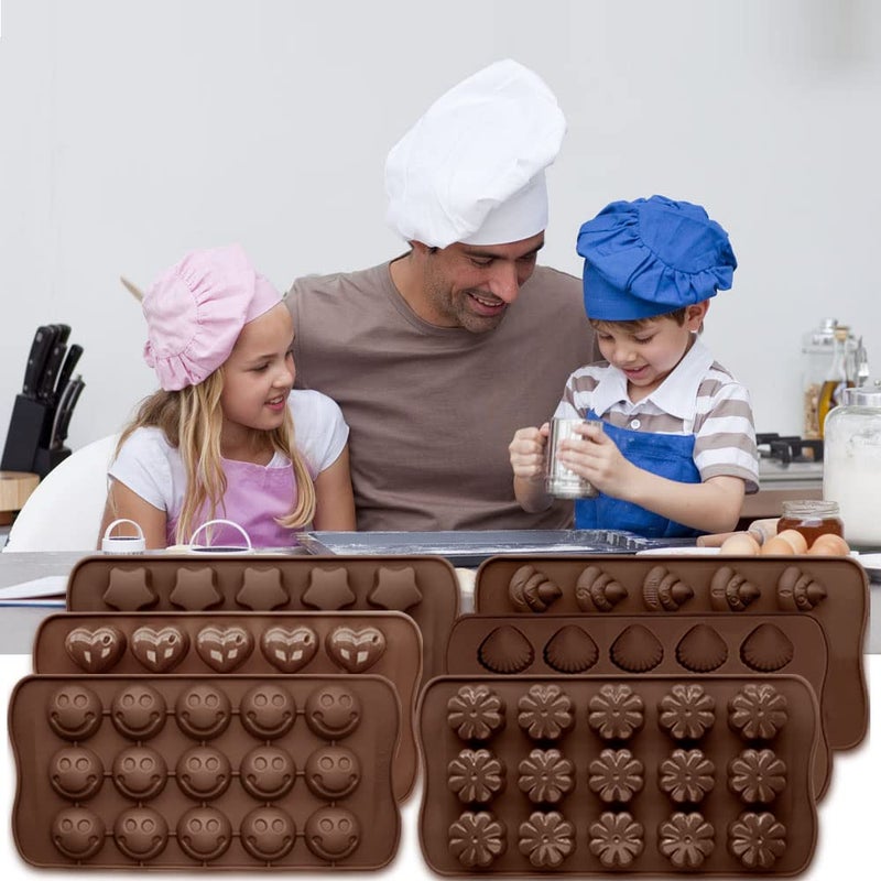 CNYMANY 6 pcs Silicone Chocolate Molds, CNYMANY Candy Mold Jelly Mould Non-Stick Kitchen Baking Pans Ice Cube Trays for Party Festival - 6 Shapes - Image 5